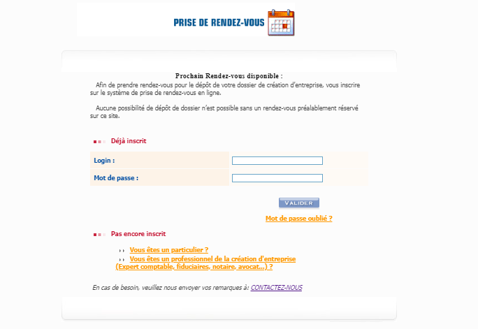 Prise de rendez-vous pour la création 